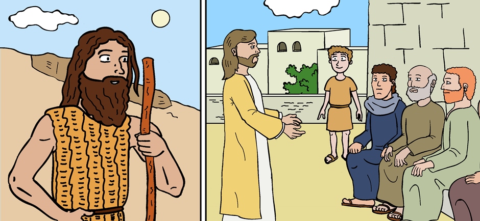 Jesus speaks of John to the people as the one sent to prepare his arrival